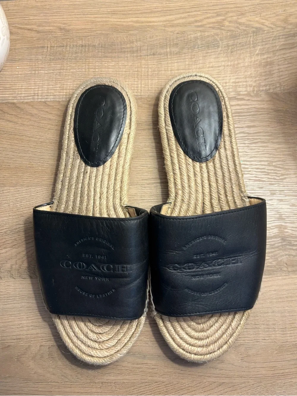 Coach Black Leather Cailin Espadrilles Size 7